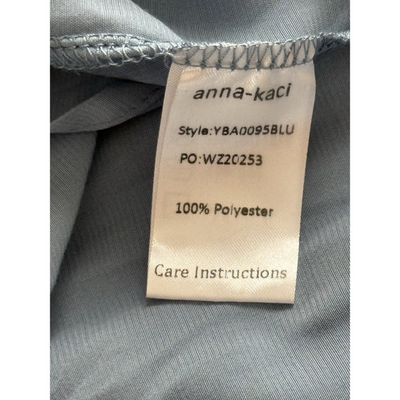 Anna-Kaci Dress Womens Small Blue Off Shoulder Crinkle Hi Low‎ Maxi Peasant Boho - Picture 5 of 7